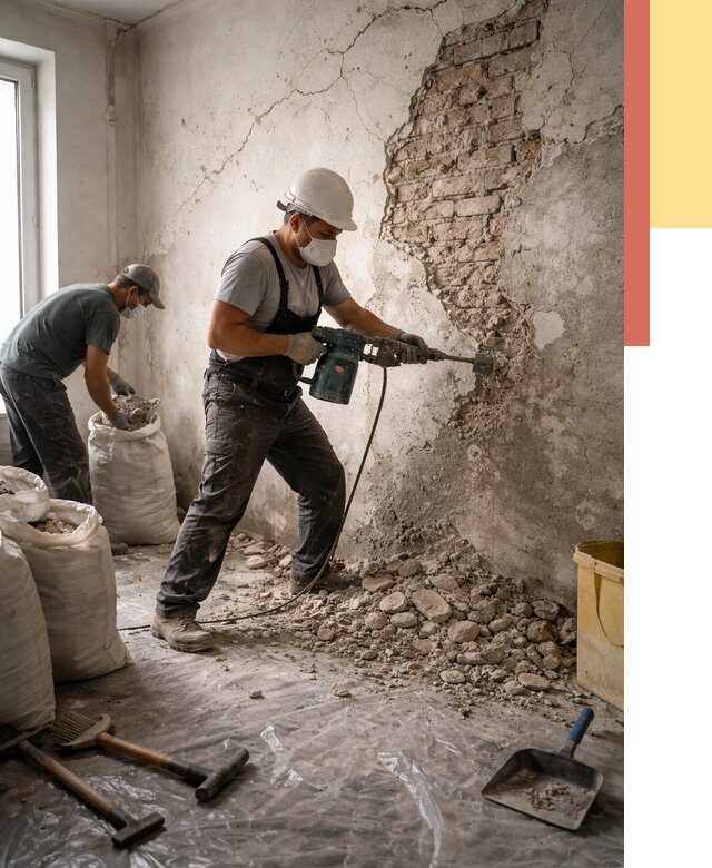 Демонтаж штукатурки со стен в Ревде от 7617 руб/м² — быстро и недорого | ОТДЕЛОЧНИК-Рвд