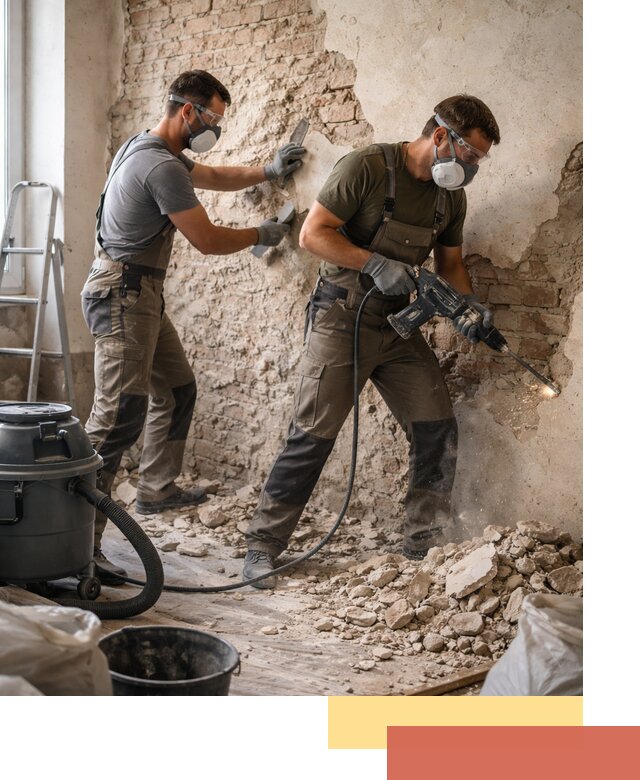 Демонтаж штукатурки со стен в Ревде быстро и аккуратно