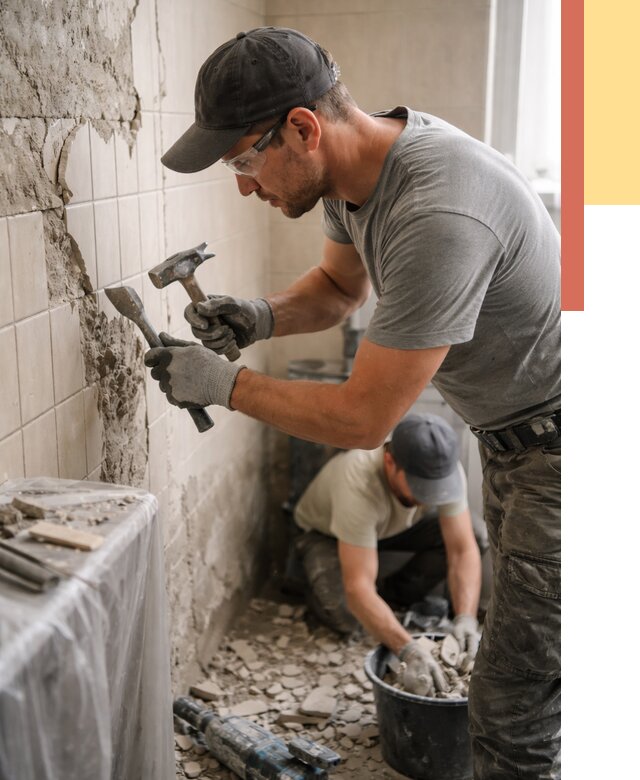 Демонтаж плитки со стен в Ревде от 899 руб. — быстро и недорого | ОТДЕЛОЧНИК-Рвд