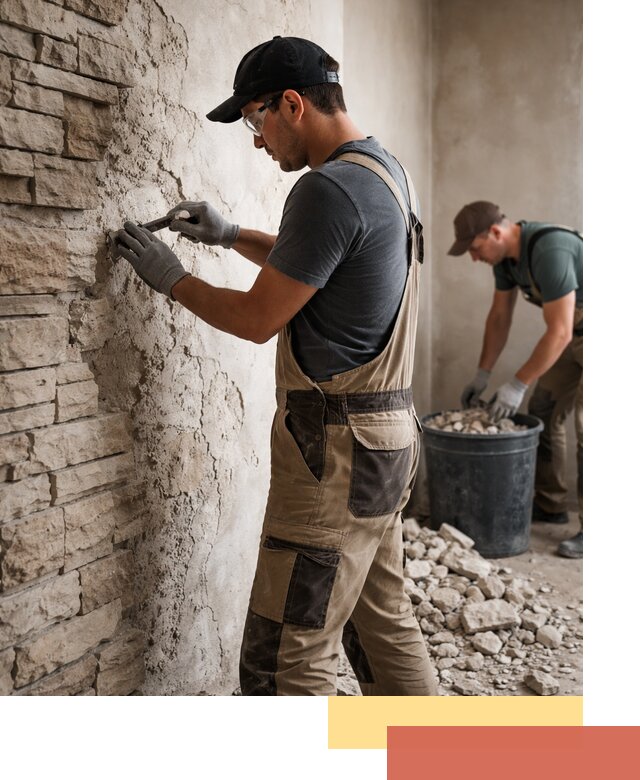 Демонтаж декоративного камня в Ревде профессионально и безопасно