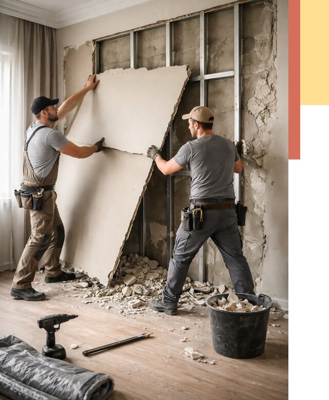 Демонтаж гипсокартона со стен в Ревде от 370 руб. — услуги демонтажа | ОТДЕЛОЧНИК-Рвд