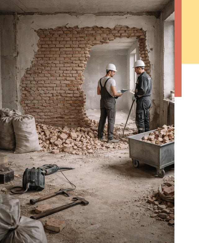 Демонтаж кирпичных стен в Ревде от 4443 руб. — быстро, недорого, под ключ | ОТДЕЛОЧНИК-Рвд