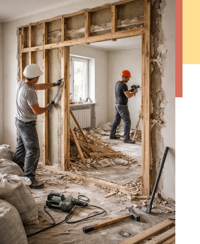 Демонтаж деревянных перегородок в Ревде от 3385 руб. — быстро и недорого | ОТДЕЛОЧНИК-Рвд