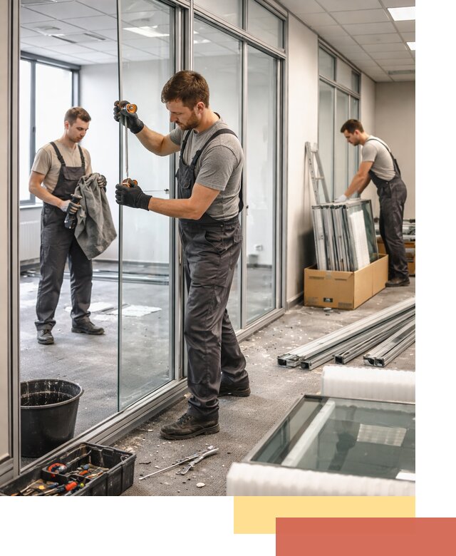 Демонтаж стеклянных перегородок в Ревде быстро и безопасно