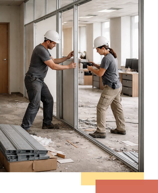 Демонтаж алюминиевых перегородок в Ревде быстро и аккуратно