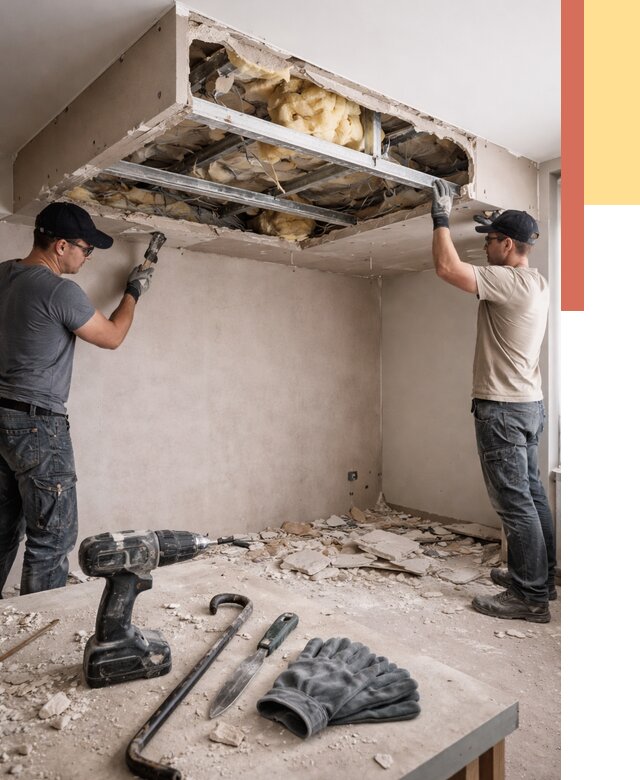 Демонтаж короба из гипсокартона в Ревде от 1608 руб. — быстро и недорого | ОТДЕЛОЧНИК-Рвд