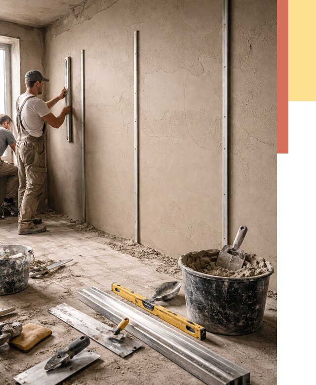 Штукатурка стен по маякам в Ревде от 5818 руб./м² — выравнивание под ключ | ОТДЕЛОЧНИК-Рвд