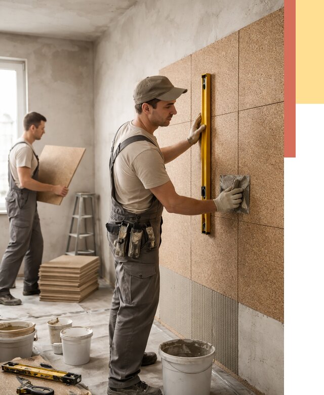 Монтаж пробковых панелей на стены в Ревде от 3703 руб. — ОТДЕЛОЧНИК-Рвд