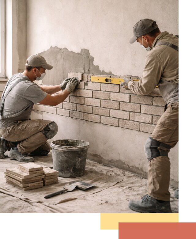 Монтаж декоративного кирпича профессионально в Ревде