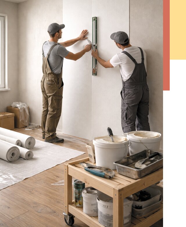 Поклейка стеклообоев в Ревде от 6876 руб. за м2 — быстро и недорого | ОТДЕЛОЧНИК-Рвд