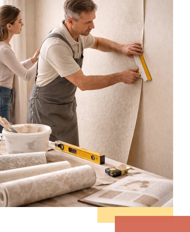 Поклейка обоев с подбором рисунка в Ревде