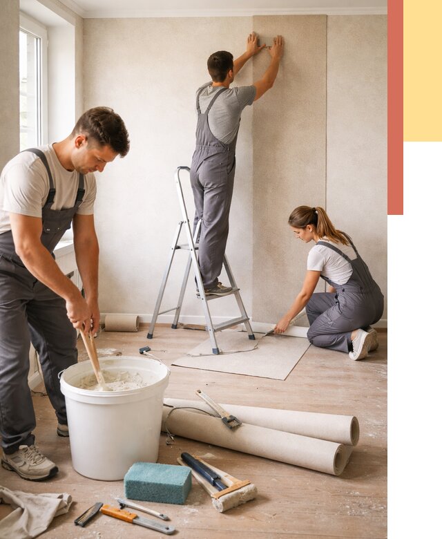 Оклейка стен обоями в Ревде от 3703 руб/м2 — быстро и недорого | ОТДЕЛОЧНИК-Рвд