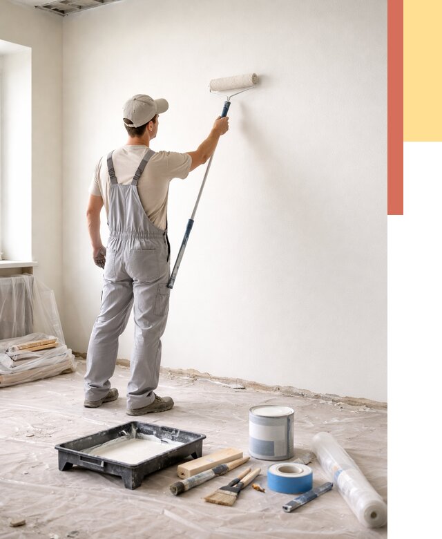 Покраска стен водоэмульсионной краской в Ревде от 476 руб. за м² | ОТДЕЛОЧНИК-Рвд