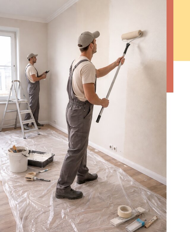 Покраска стен акриловой краской в Ревде от 3703 руб./м² — быстро и недорого | ОТДЕЛОЧНИК-Рвд