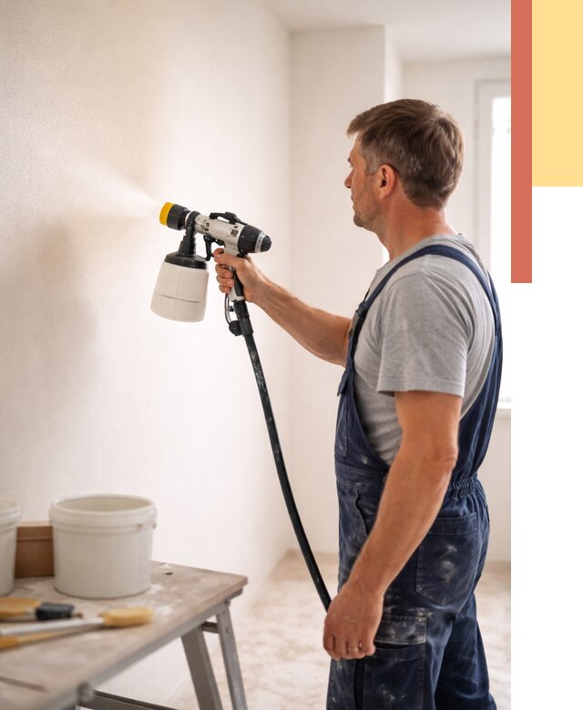 Покраска стен краскопультом в Ревде от 7934 руб. — механизированная покраска | ОТДЕЛОЧНИК-Рвд