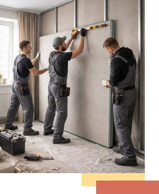 Шумоизоляция стен панелями ЗИПС в Ревде для жилых и коммерческих помещений