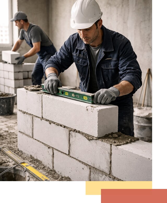 Кладка перегородок из пеноблока под ключ в Ревде