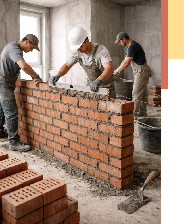 Кладка перегородок из кирпича в Ревде от 3703 руб. за м² | ОТДЕЛОЧНИК-Рвд