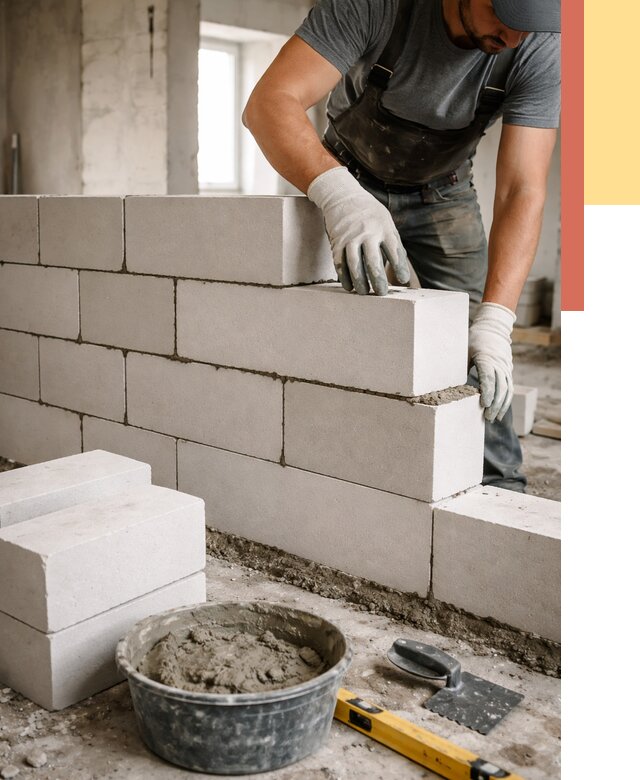 Кладка перегородок из силикатного блока в Ревде от 4232 руб. под ключ | ОТДЕЛОЧНИК-Рвд