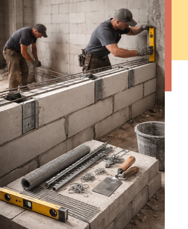 Армирование кладки перегородок в Ревде от 793 руб. под ключ | ОТДЕЛОЧНИК-Рвд
