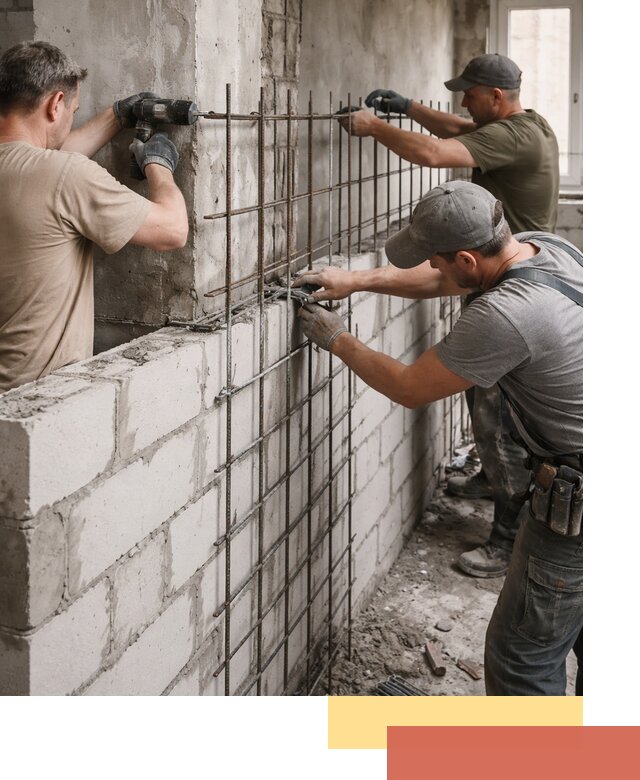 Армирование кладки перегородок в Ревде профессионально и надёжно