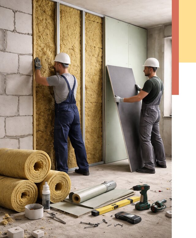 Шумоизоляция перегородок из блоков в Ревде от 1957 руб./м² — быстро и недорого | ОТДЕЛОЧНИК-Рвд