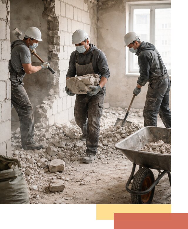 Демонтаж блочных перегородок в Ревде быстро и аккуратно