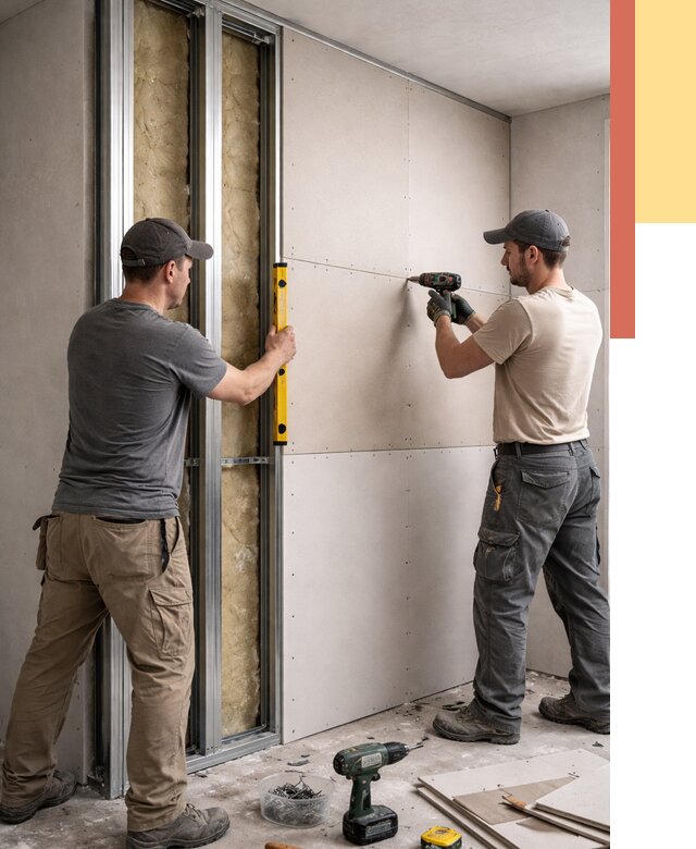 Монтаж двухслойной перегородки из гипсокартона в Ревде от 1534 руб. | ОТДЕЛОЧНИК-Рвд