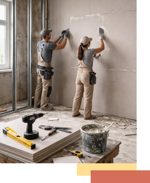 Монтаж двухслойной перегородки из гипсокартона в Ревде