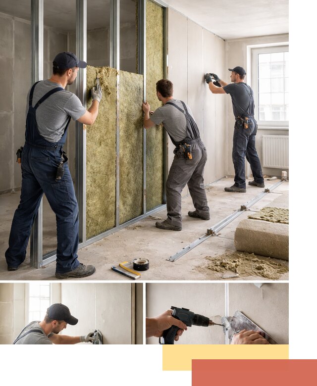 Перегородка из гипсокартона с шумоизоляцией в Ревде — монтаж под ключ