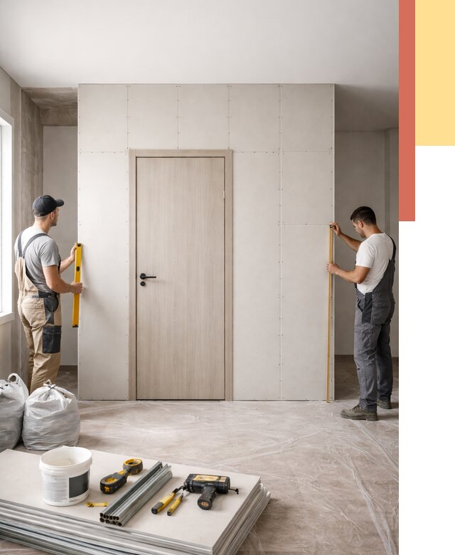 Перегородка из гипсокартона с дверью в Ревде от 4761 руб. под ключ | ОТДЕЛОЧНИК-Рвд