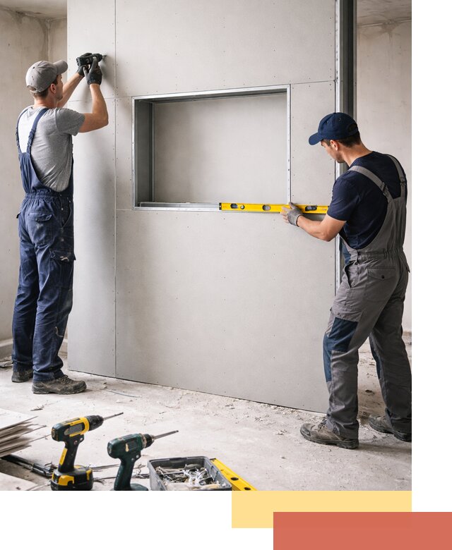 Перегородка из гипсокартона с нишей под декор в Ревде