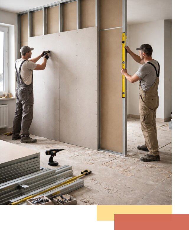 Зонирующая перегородка из гипсокартона под ключ в Ревде