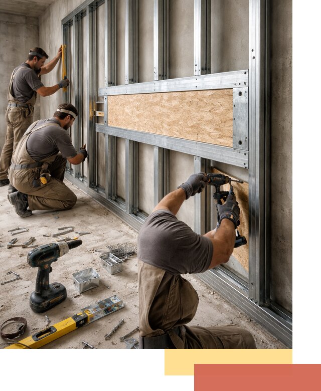 Усиленная перегородка для крепления тяжёлых конструкций в Ревде