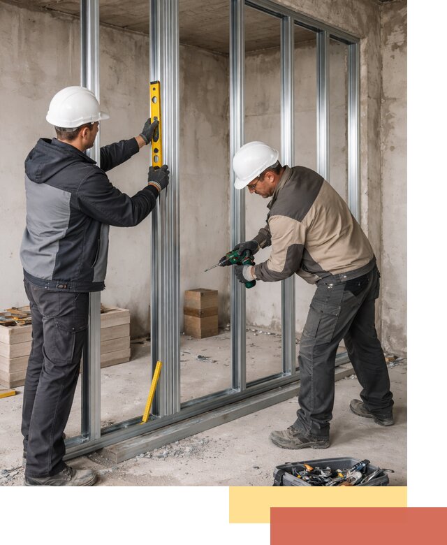 Монтаж каркаса перегородки из профиля в Ревде