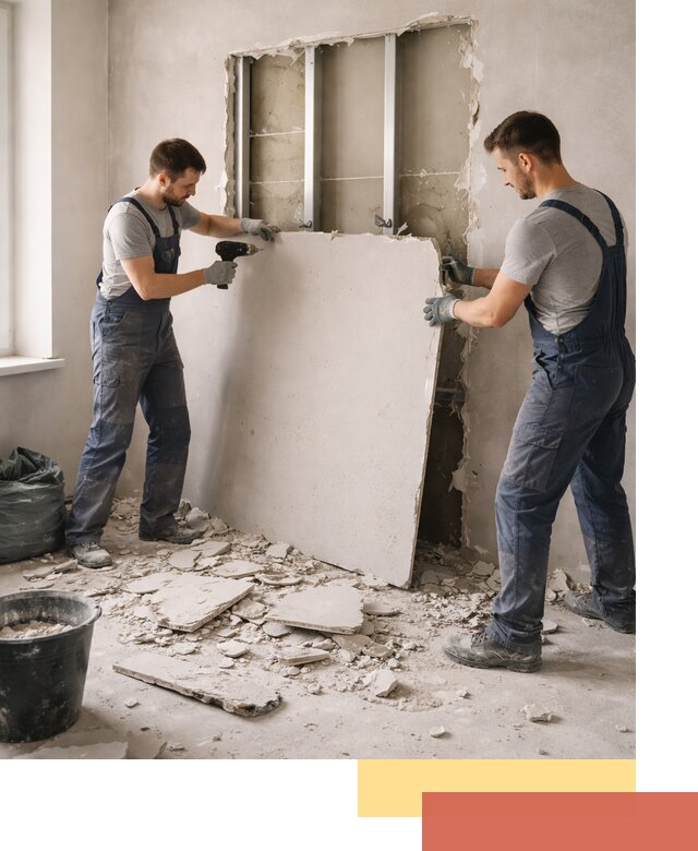 Демонтаж перегородки из гипсокартона в Ревде быстрый и аккуратный