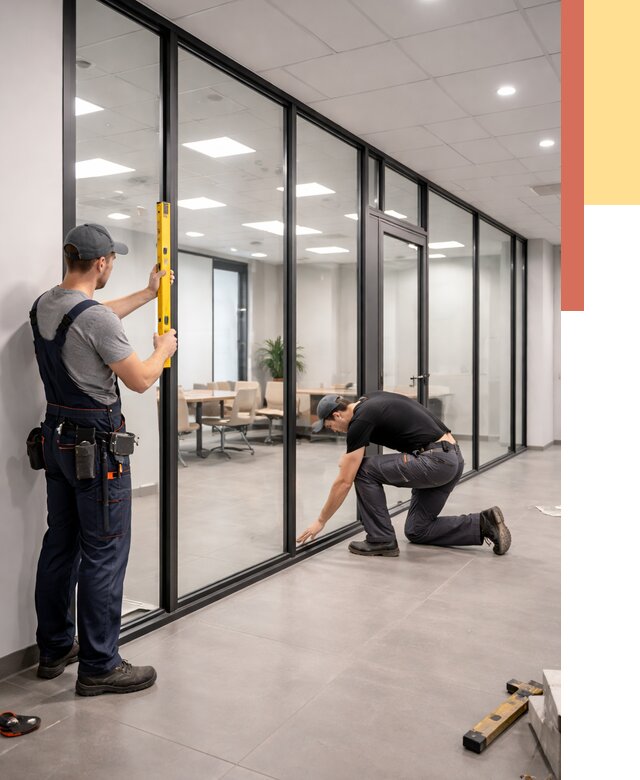 Каркасные стеклянные перегородки в Ревде под ключ от 9733 руб. | ОТДЕЛОЧНИК-Рвд