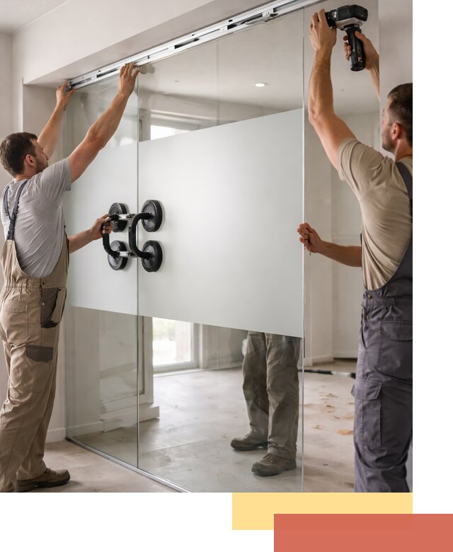 Матовые стеклянные перегородки под ключ в Ревде