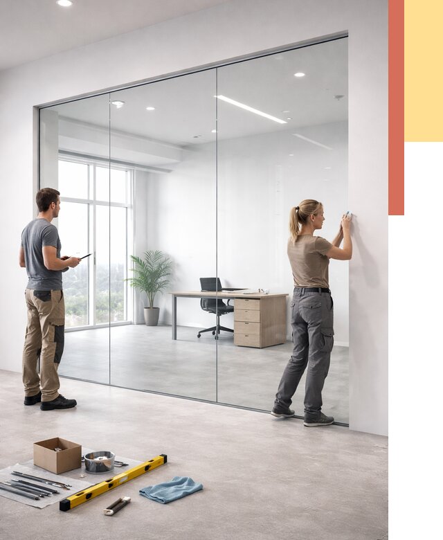 Перегородки из закаленного стекла в Ревде от 10050 руб. под ключ | ОТДЕЛОЧНИК-Рвд