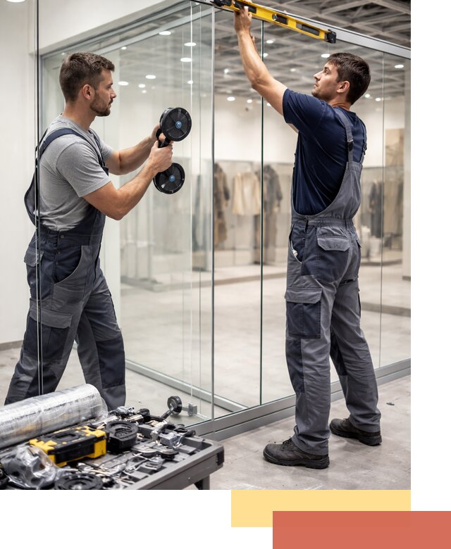 Стеклянные перегородки для магазинов в Ревде — монтаж и установка