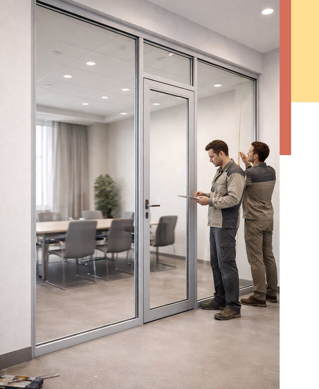 Установка и монтаж алюминиевых перегородок со стеклом в Ревде от 8675 руб. | ОТДЕЛОЧНИК-Рвд