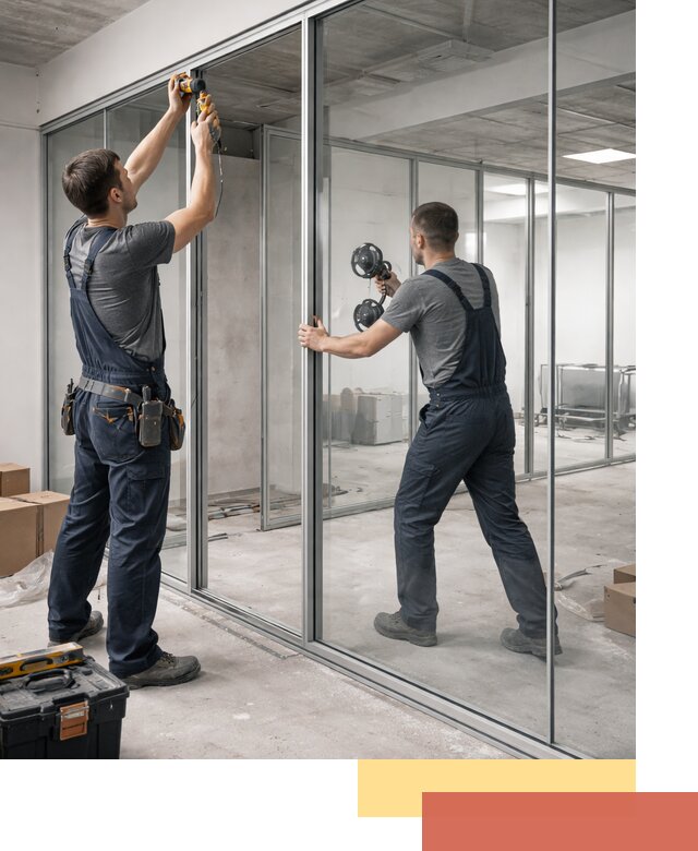 Алюминиевые перегородки со стеклом в Ревде — изготовление и монтаж