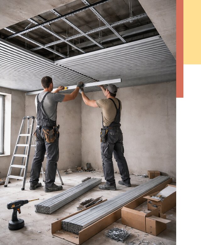 Монтаж реечного потолка в Ревде от 4761 руб. под ключ | ОТДЕЛОЧНИК-Рвд