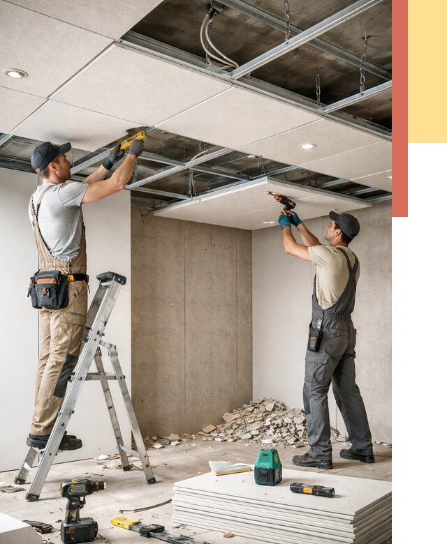 Монтаж акустического потолка в Ревде от 6876 руб/м2 — быстро и недорого | ОТДЕЛОЧНИК-Рвд