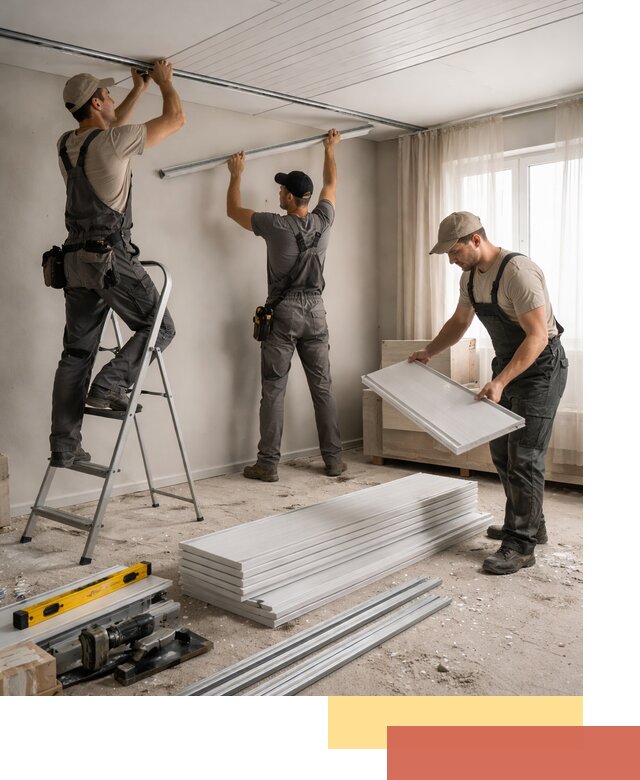 Монтаж потолка из ПВХ панелей в Ревде оперативно и качественно