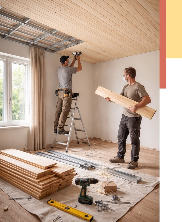 Монтаж потолка из вагонки в Ревде от 6876 руб. | Быстро и недорого — ОТДЕЛОЧНИК-Рвд