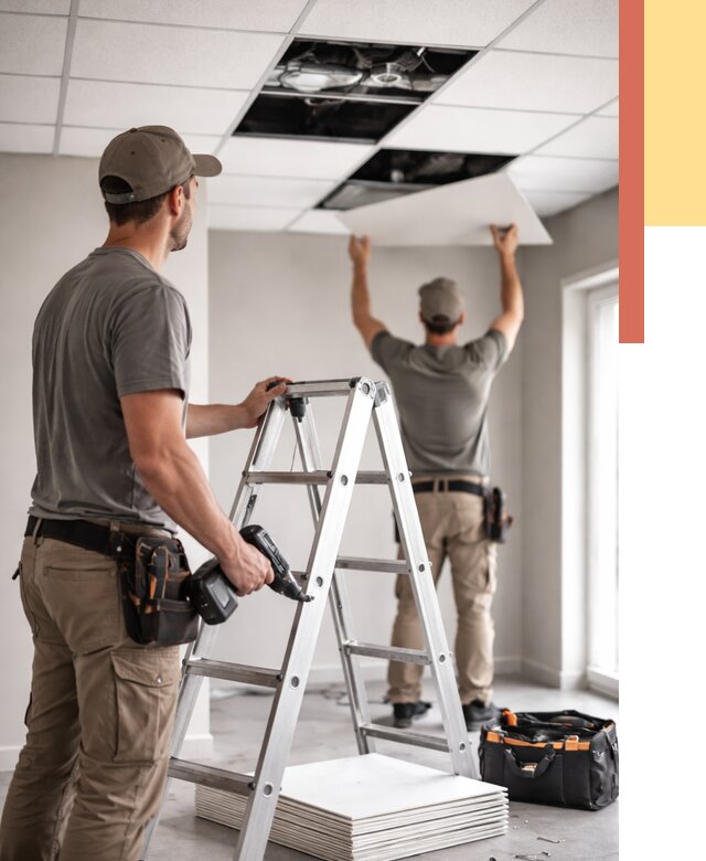 Обслуживание подвесного потолка в Ревде от 3703 руб. — быстро и недорого | ОТДЕЛОЧНИК-Рвд