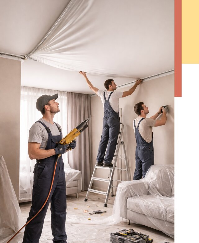 Установка натяжного потолка в Ревде от 4761 руб. | Быстро и недорого — ОТДЕЛОЧНИК-Рвд