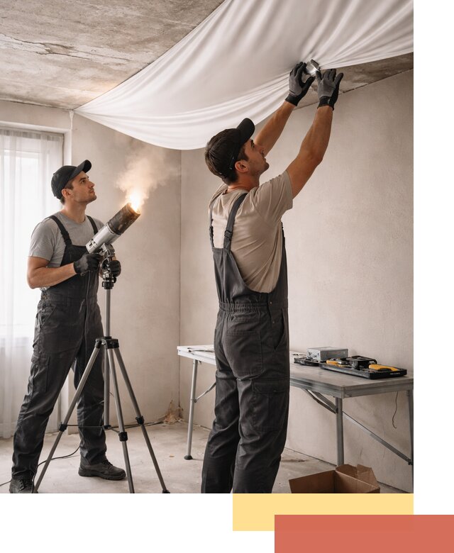 Установка натяжного потолка под ключ в Ревде