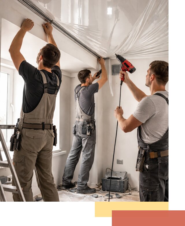 Монтаж глянцевого натяжного потолка в Ревде быстро и качественно